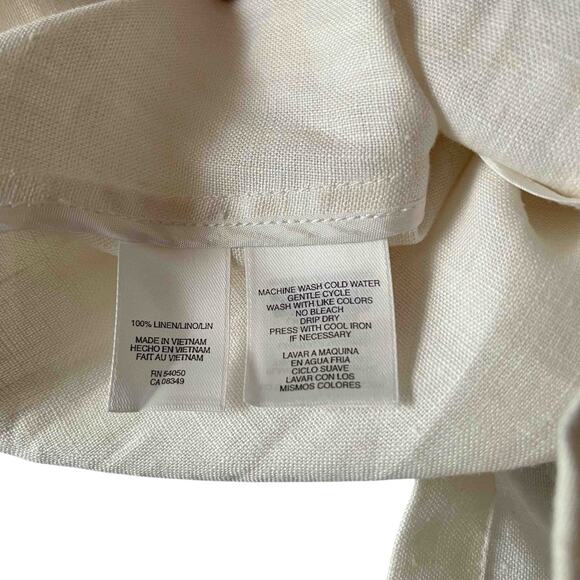 Jones New York Women's Collarless Button-Front Jacket White 100% Linen Size L - Picture 5 of 7